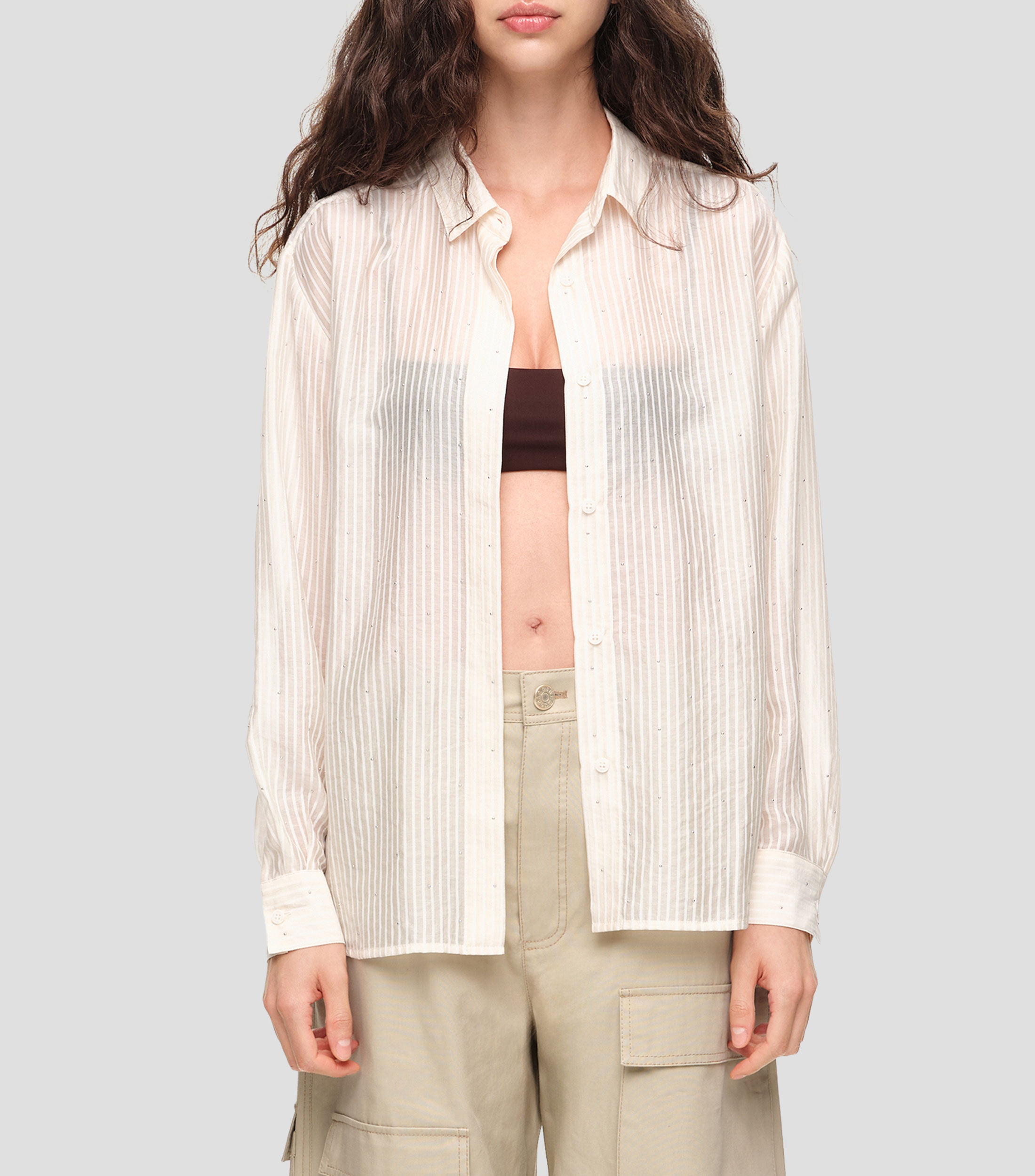 Camisa de rayas manga larga Mujer